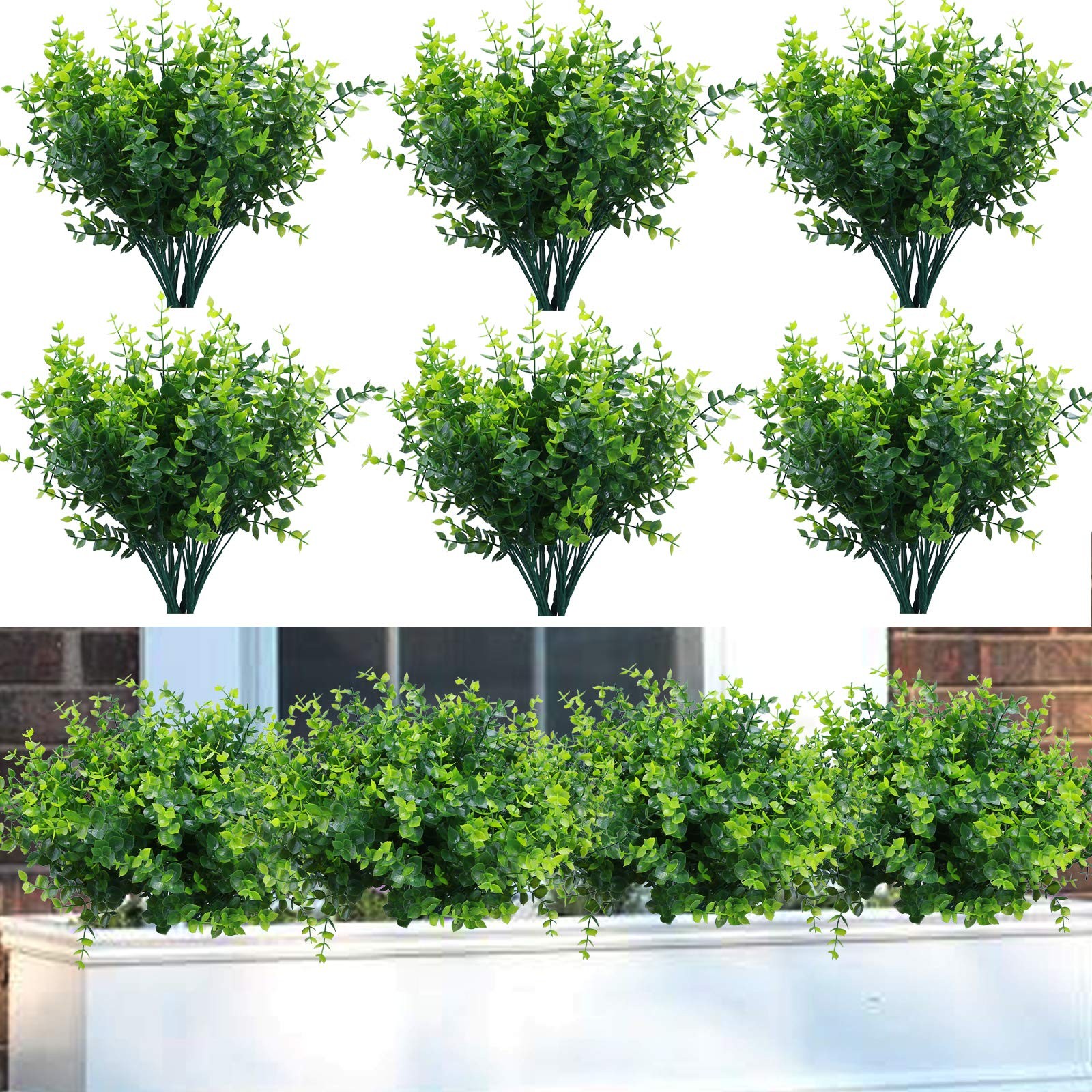 10 Pack Artificial Boxwood Stems for Outdoors Unfading in The Sun Plastic Fau…