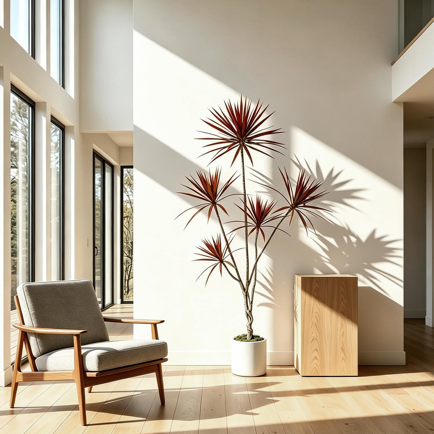 Artificial Dracaena marginata Tree, 6ft Tall Tropical Faux Tree | Rust Red Folia