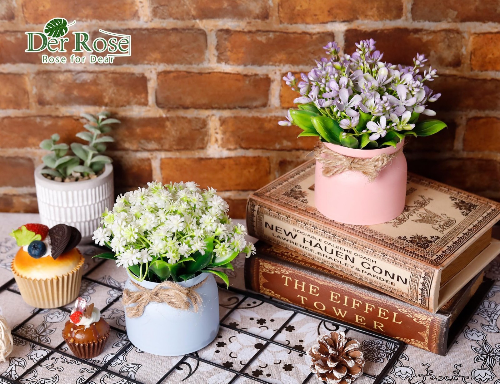 4 Pack Artificial Flowers – Fake Plants for Home, Kitchen, Office, Dining Table