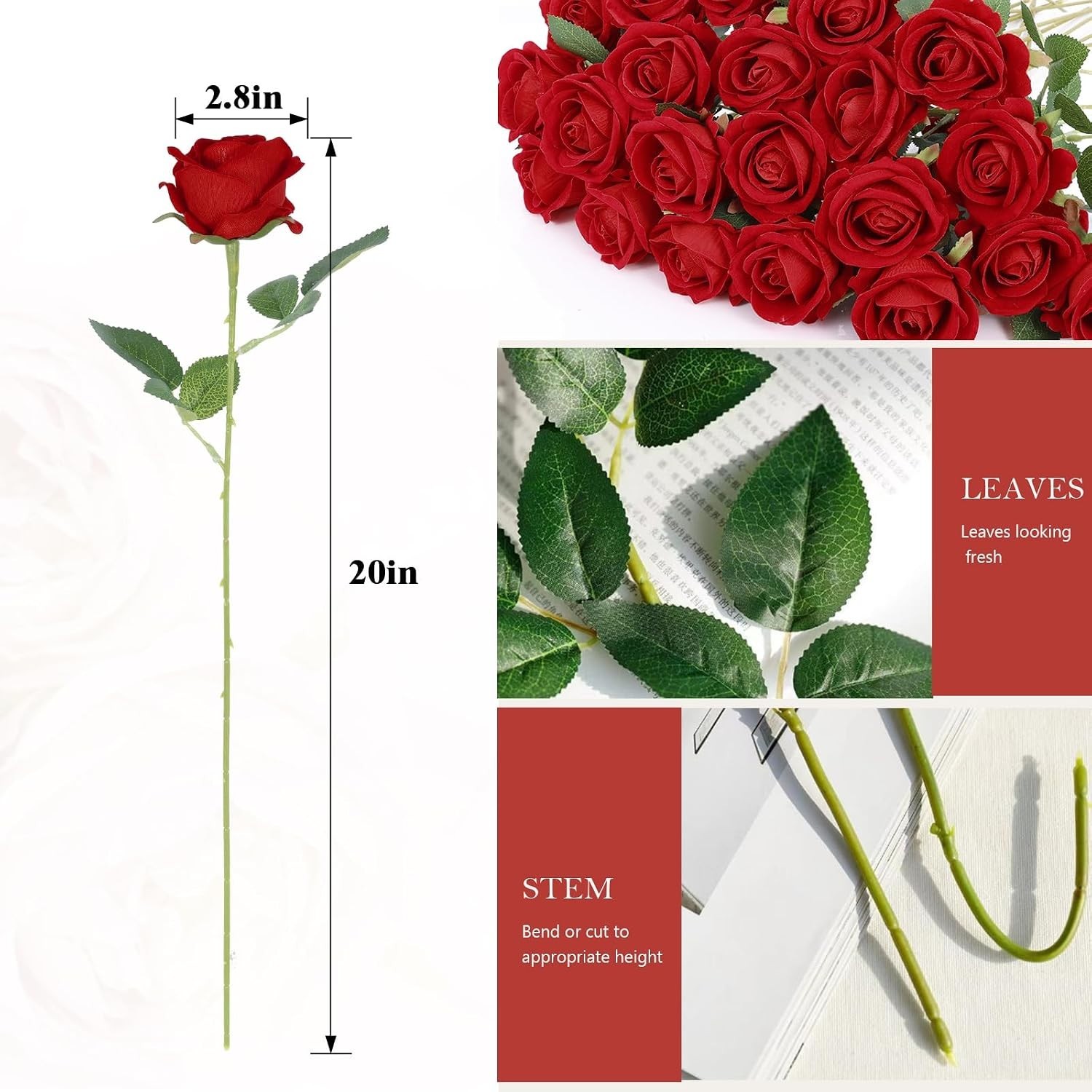 Stunning 120 Count Silk Velvet Artificial Roses for Weddings & Special Events