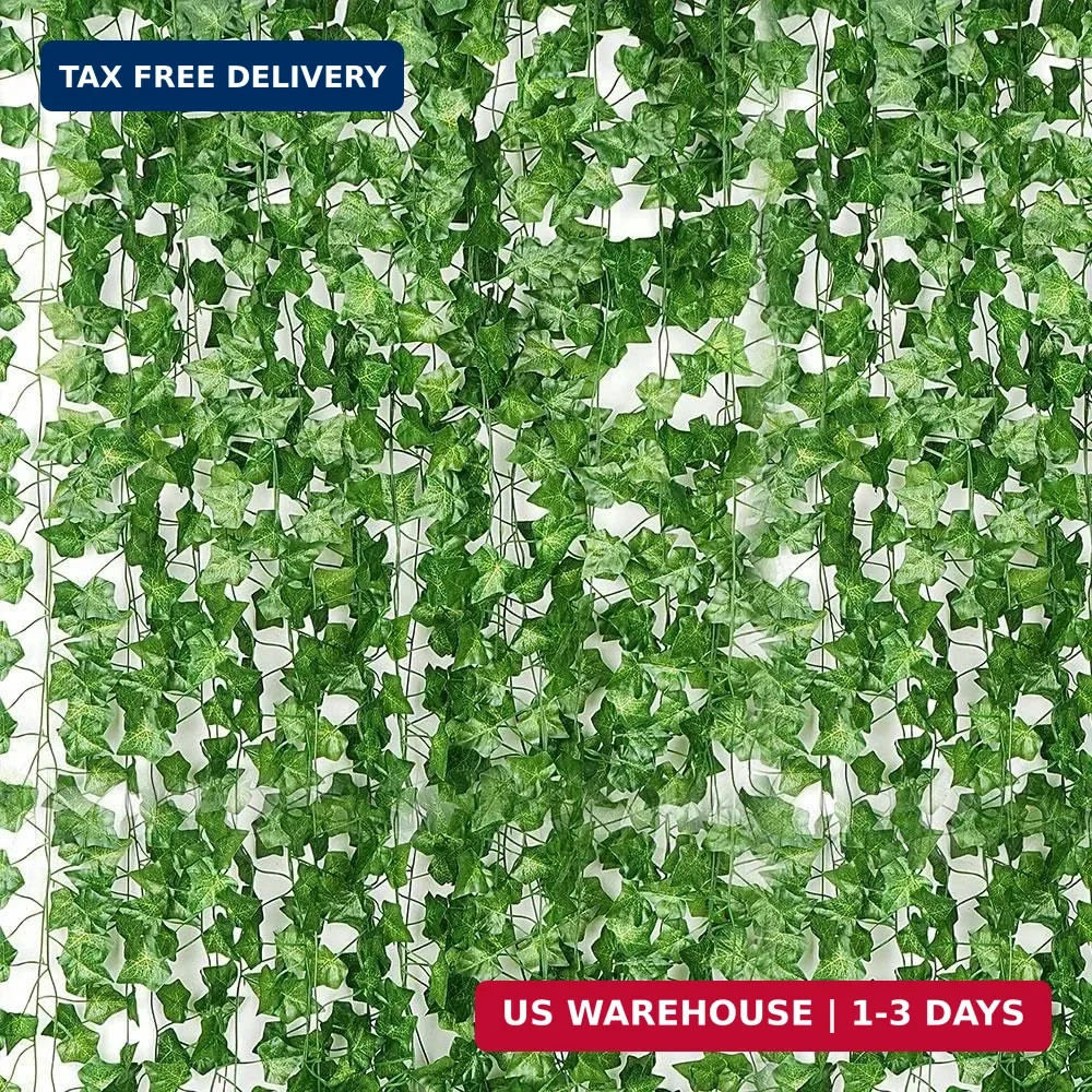 24 Pack 172 FT Artificial Ivy Garland Greenery Outdoor Faux Plants Leaf Garland