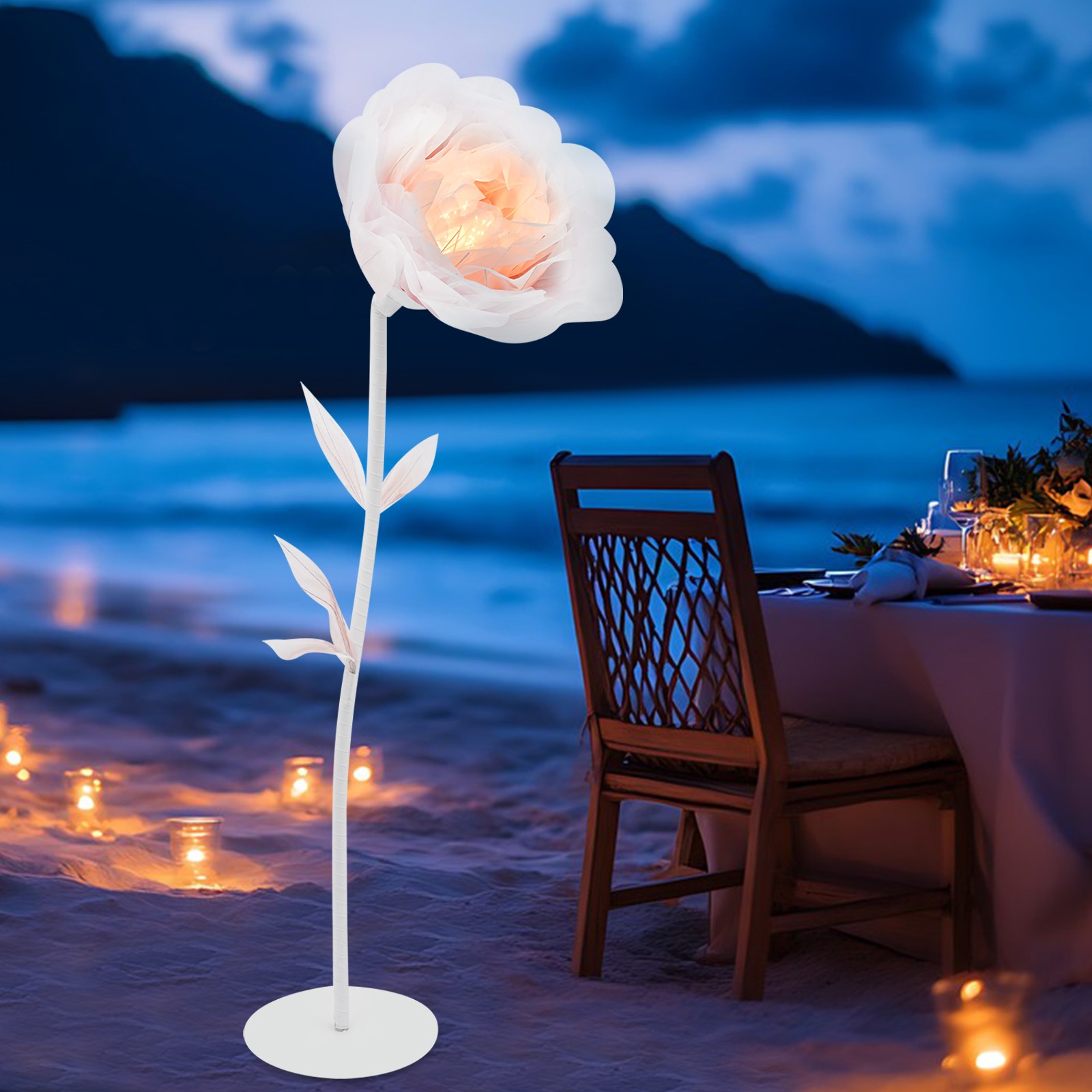 Flower Decoration W/ Light Large Electric Auto-Open Artificial Flower for Party