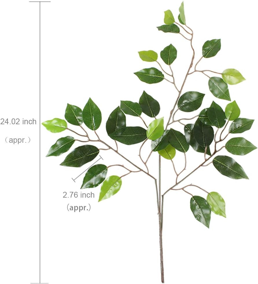 12 Pcs Ficus Tree Leaves Branches Artificial Greenery Stems Spring Silk Green Le