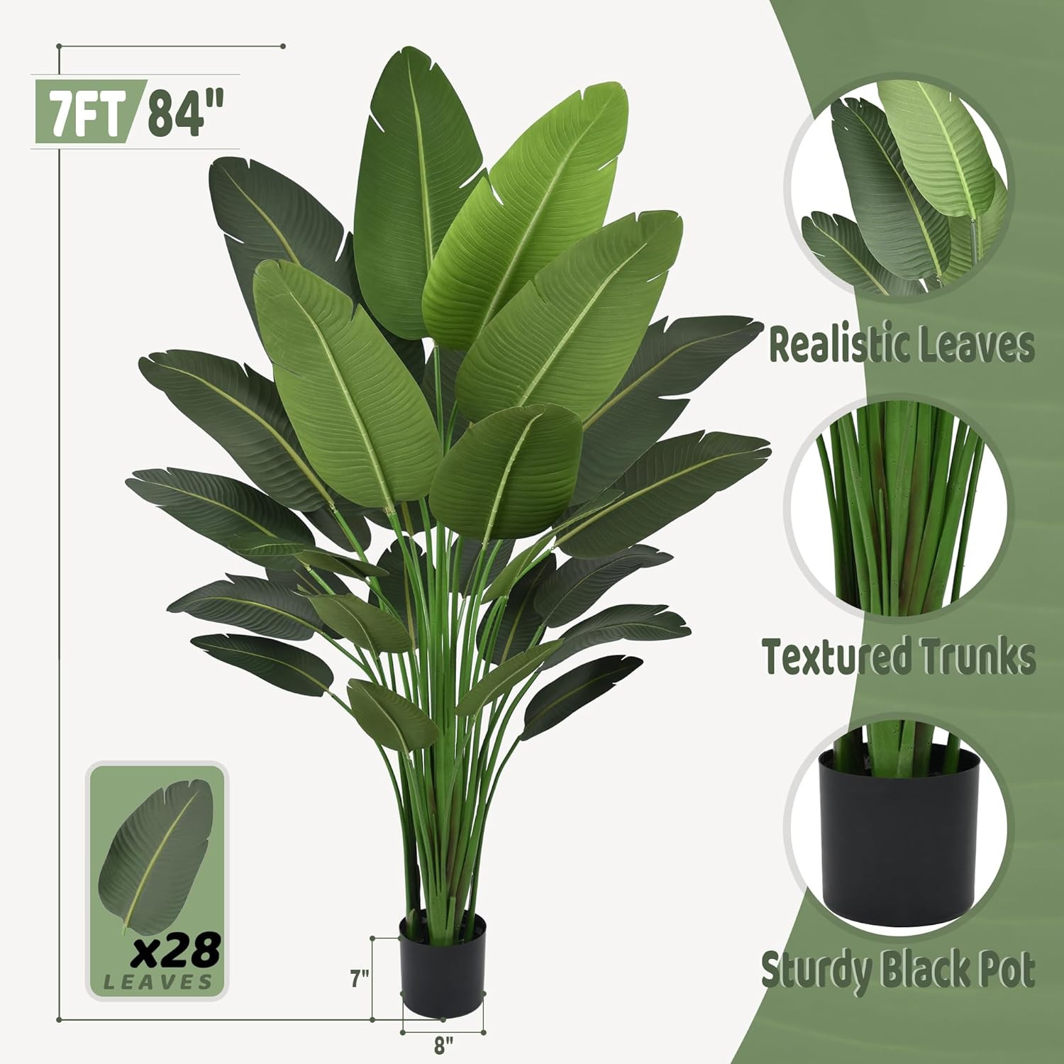 7FT Artificial Bird of Paradise Tree – Deluxe Faux Tropical Plant for Home Decor