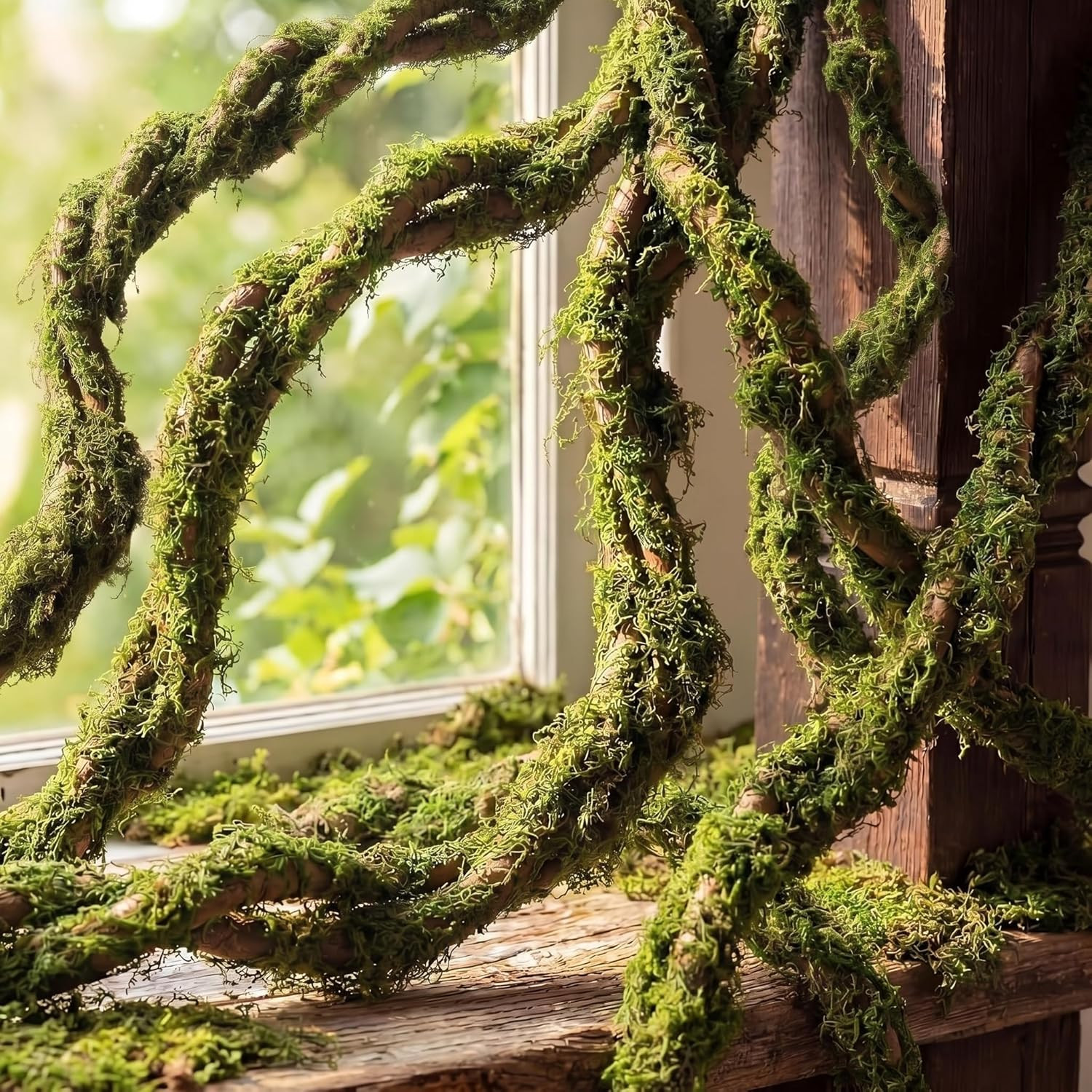 2 Pcs 118In Large Bendable Artificial Tree Branches with Moss Enchanted Forest D