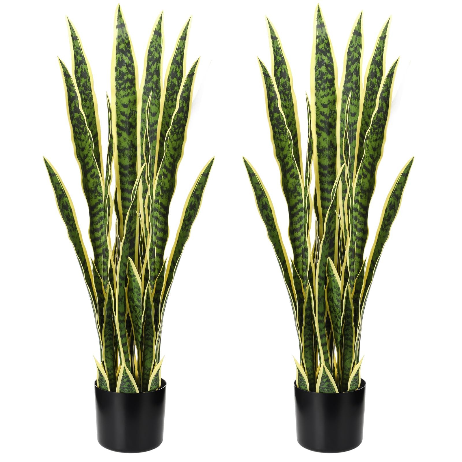 Crowye 2 Pack 3.15 Ft Tall Artificial Snake Plant Faux Sansevieria Plant Larg…