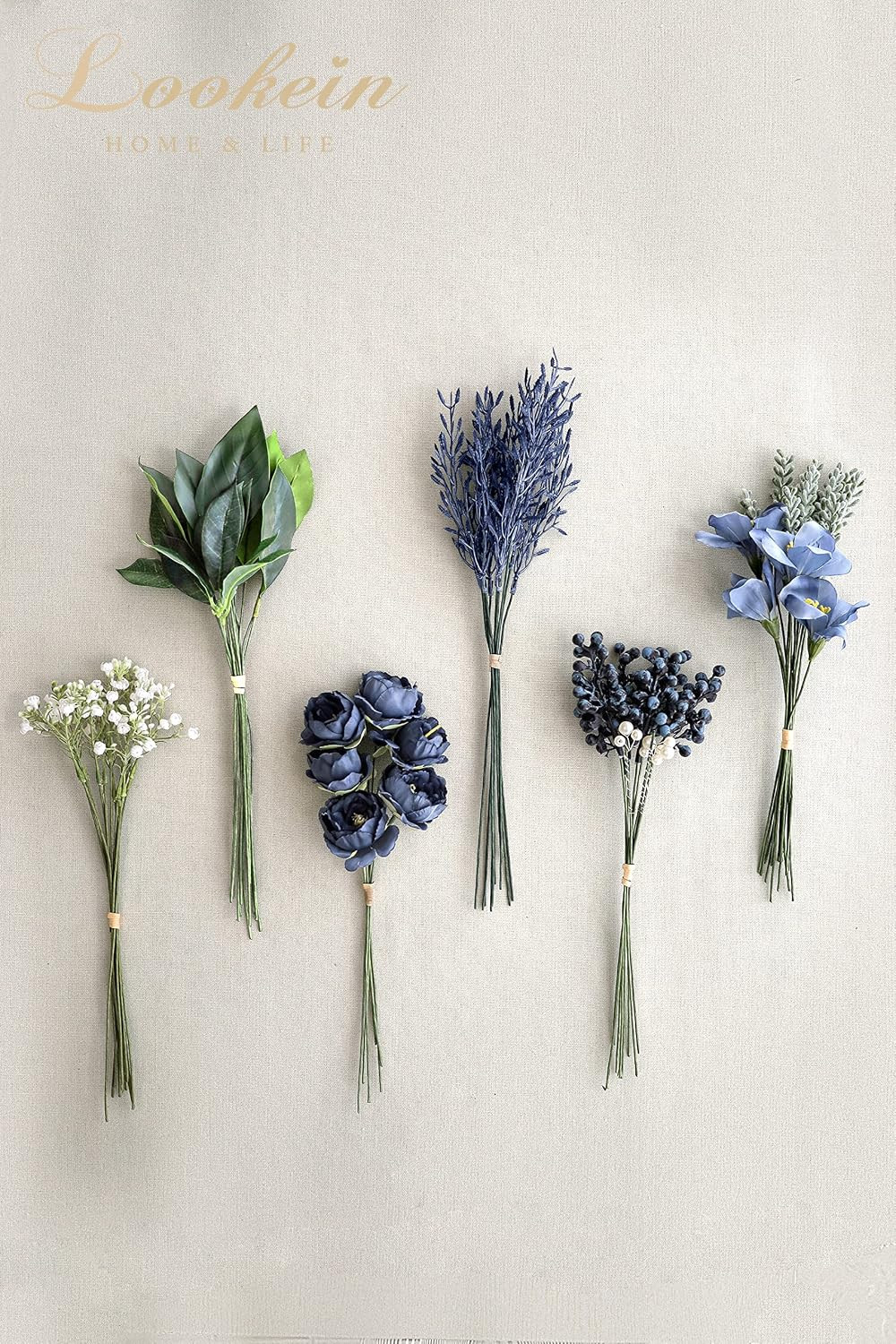 Navy Blue Faux Greenery Filler Stems Set – 53 Pcs for DIY Decor & Bouquets