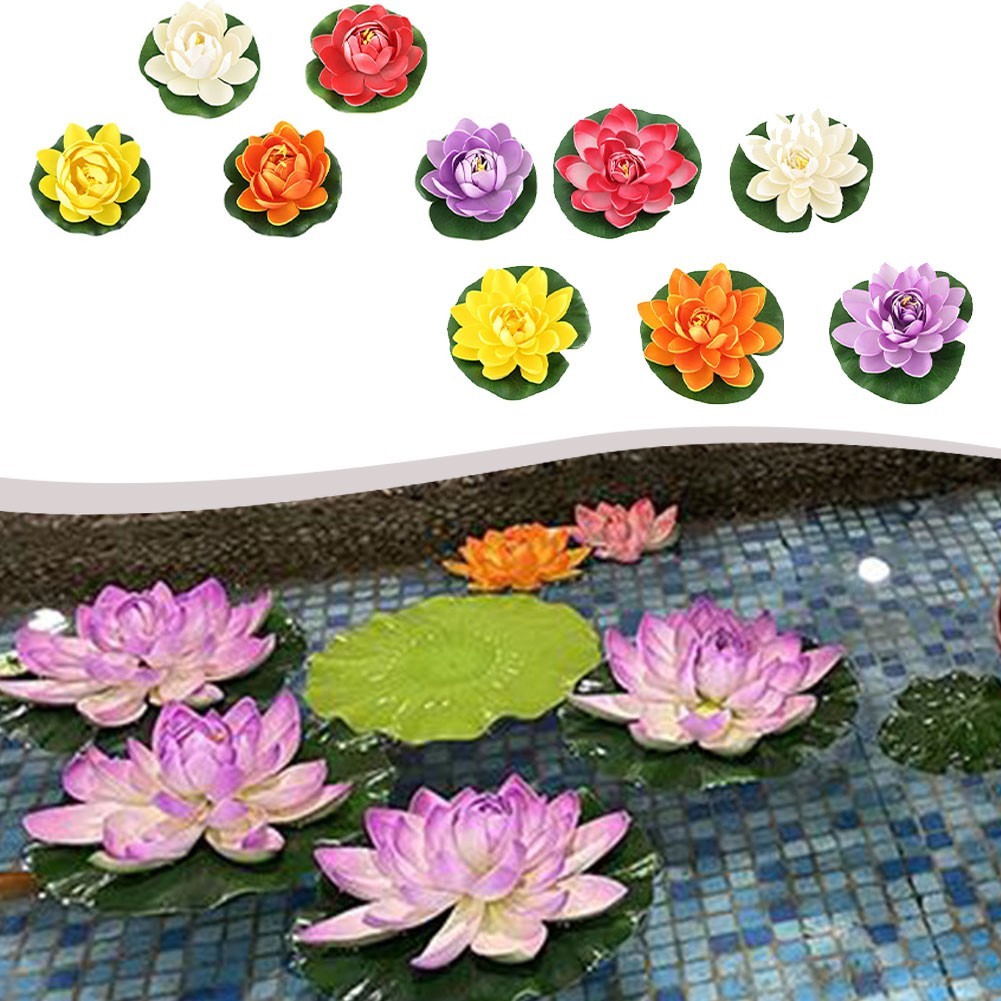Realistic Floating Lotus Flowers for Fish Tank and Pond Decorations 10 Pcs