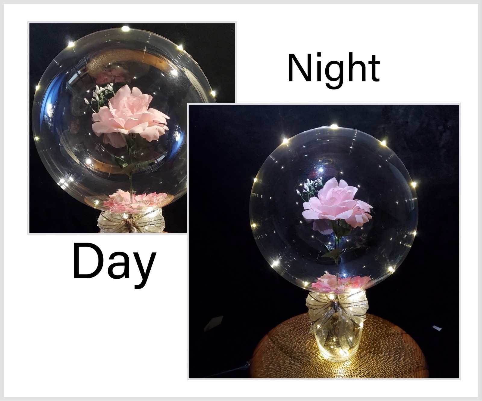 Valentines Day Gift, Pink Rose Balloon. Light Balloon,