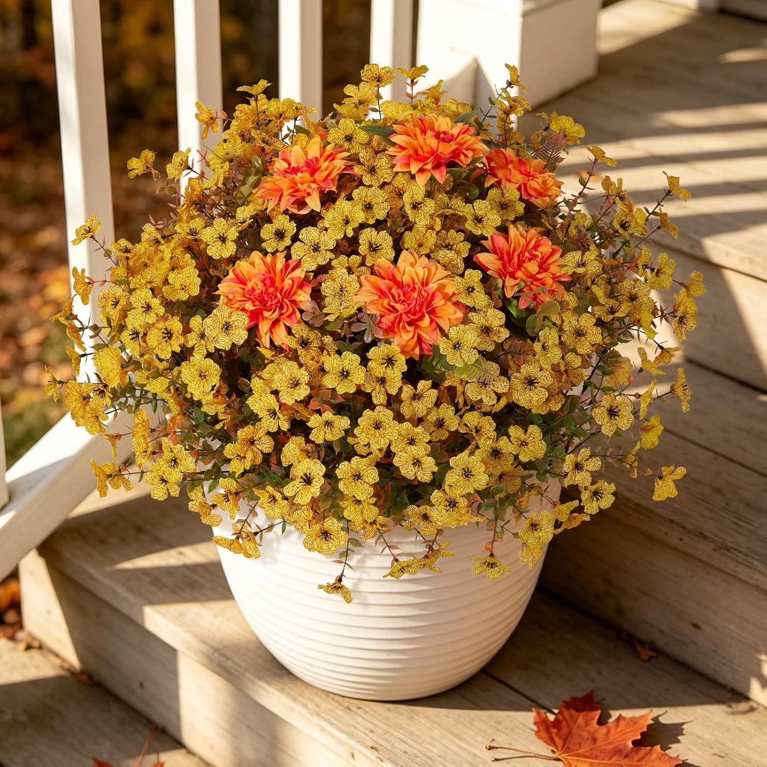 12 Bunches Artificial Silk Daisy, UV Resistant Faux Flowers Outdoor Decor