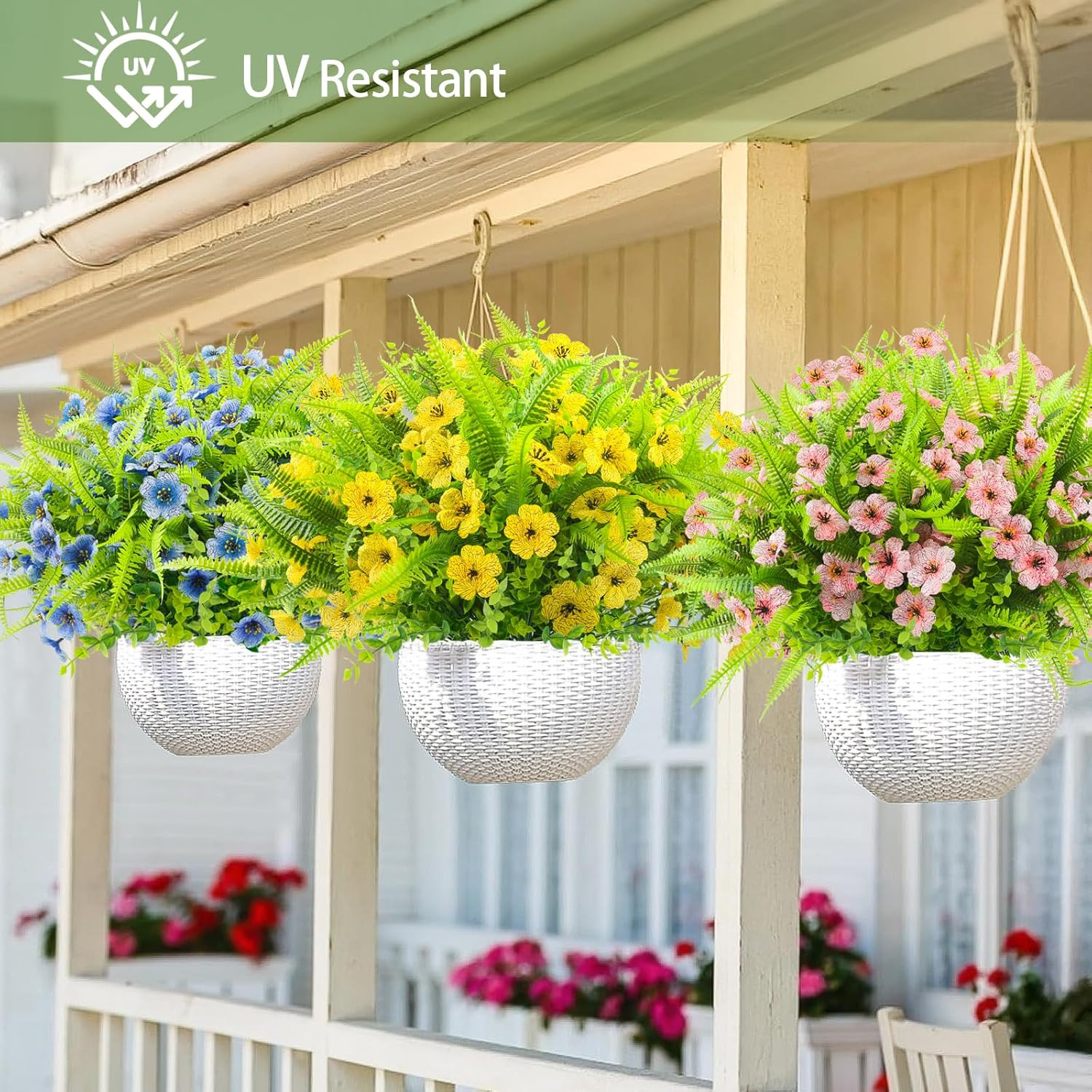 Artificial Flowers Outdoor UV Resistant 12 Bundles Spring Fake Flowers Eucalyptu