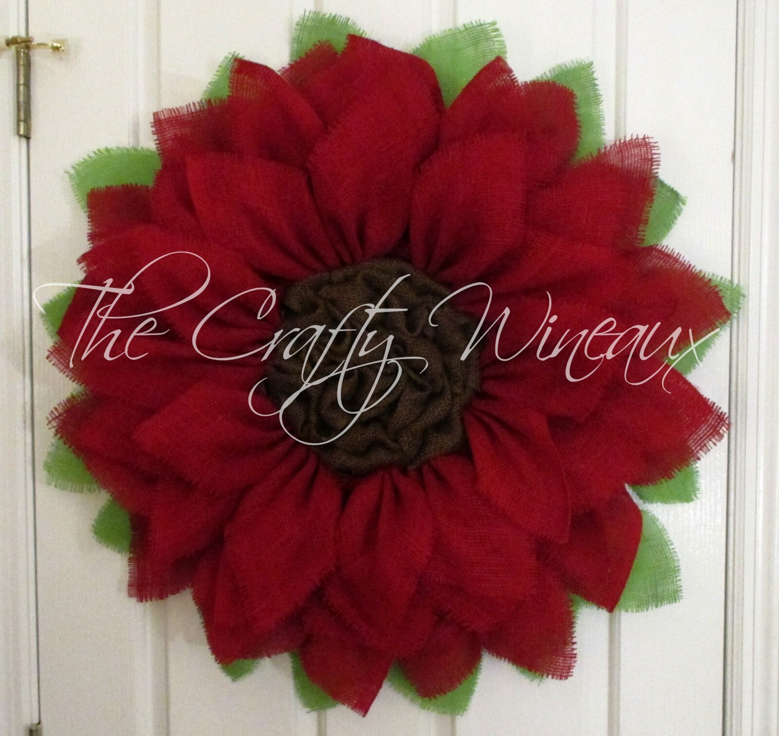 The Crafty Wineaux – Extra Large 30″ Rich Red Burlap Sunflower Wreath
