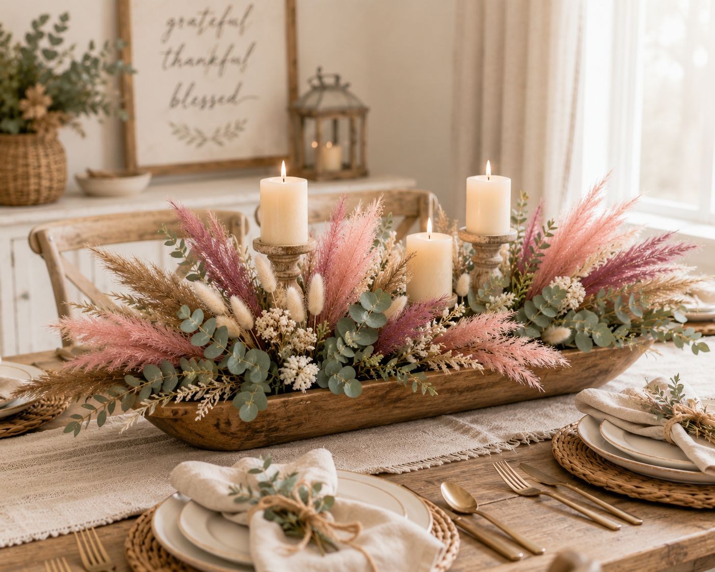 Dusty Pink Pampas Grass Decor Set of 15 Faux Pampas Stems Blush Mauve Taupe Pamp