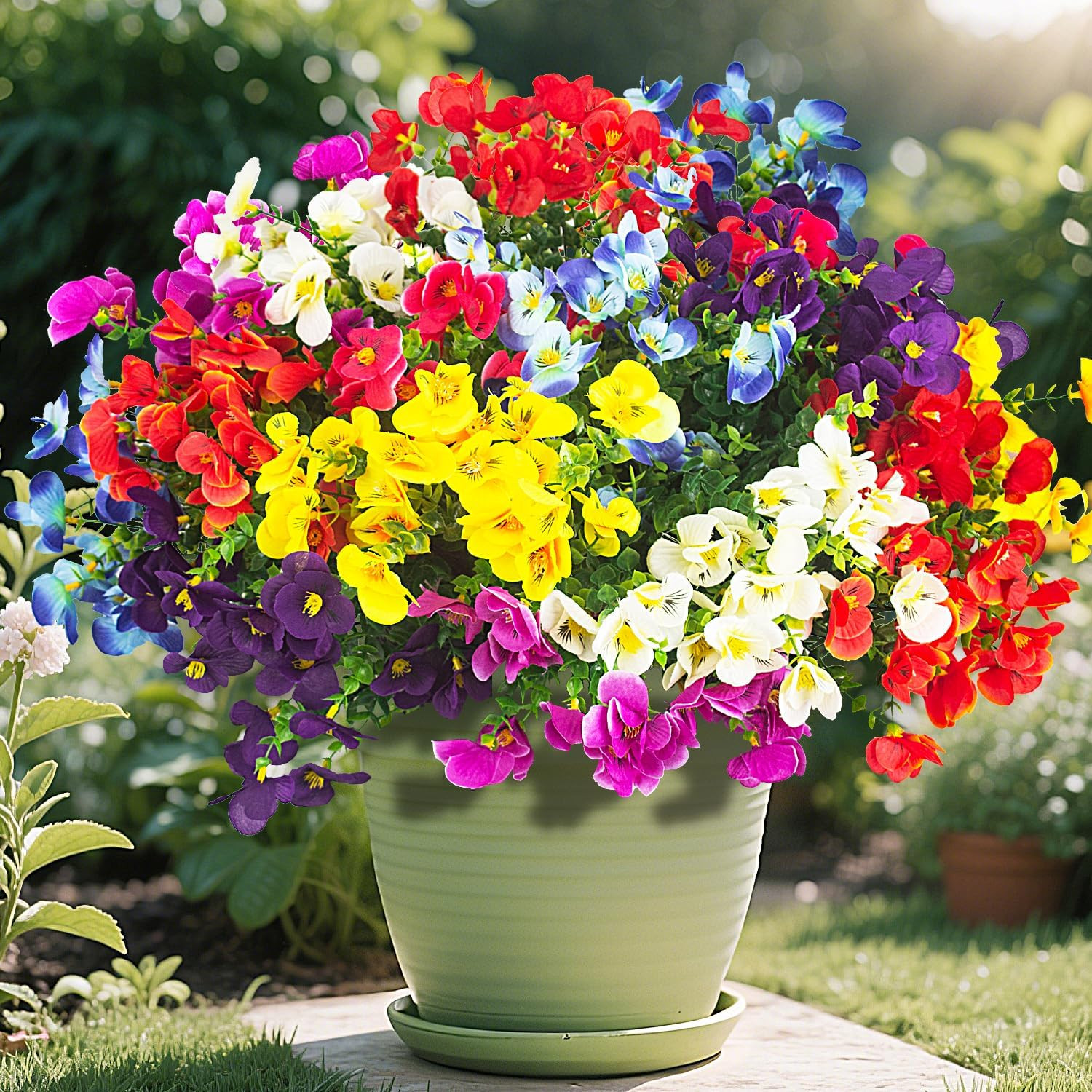 16 Bundles UV Resistant Faux Silk Flowers for Home & Garden Decor