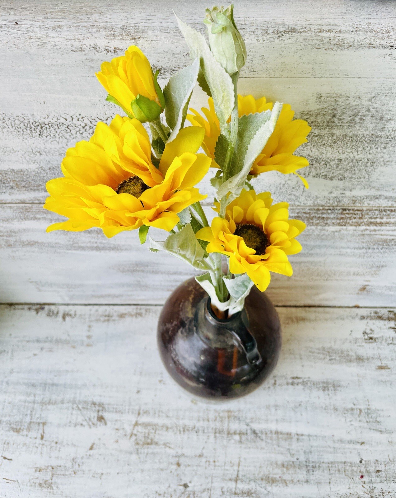 Sunflower Blooms Spray, 26” Country Farmhouse Floral Decor One Stem Included