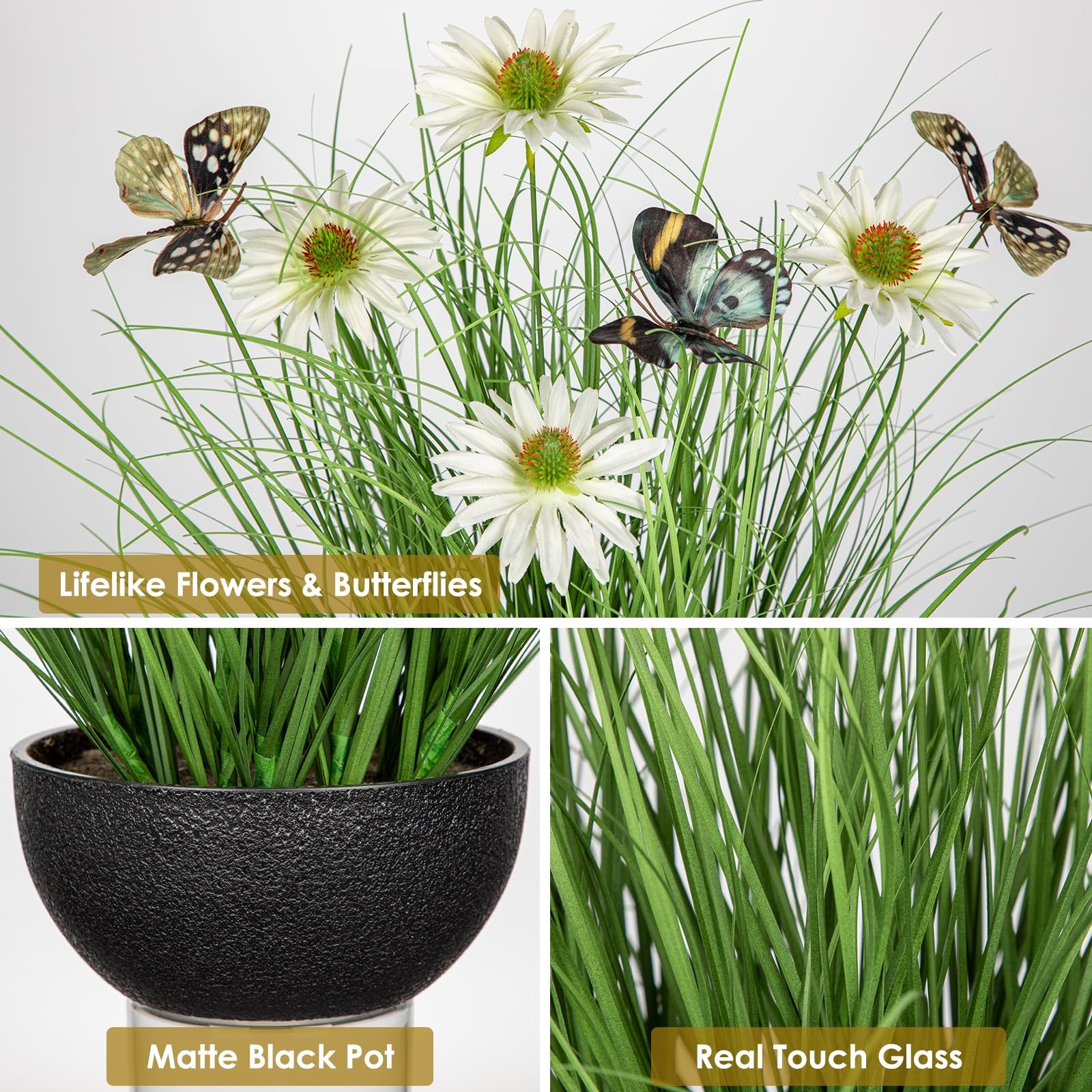 Artificial Plants Indoor with Pot, 17.3″ Fake Potted Plants Artificial Onion …