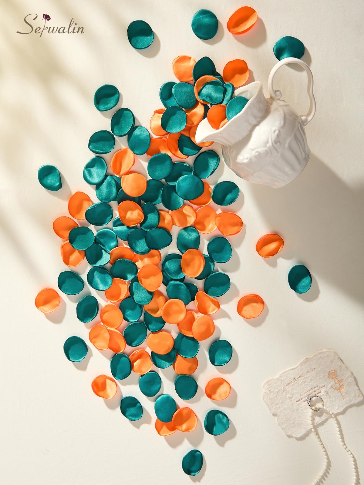 300 PCS Green Orange Silk Artificial Rose Fake Flower Petals Wedding Decor