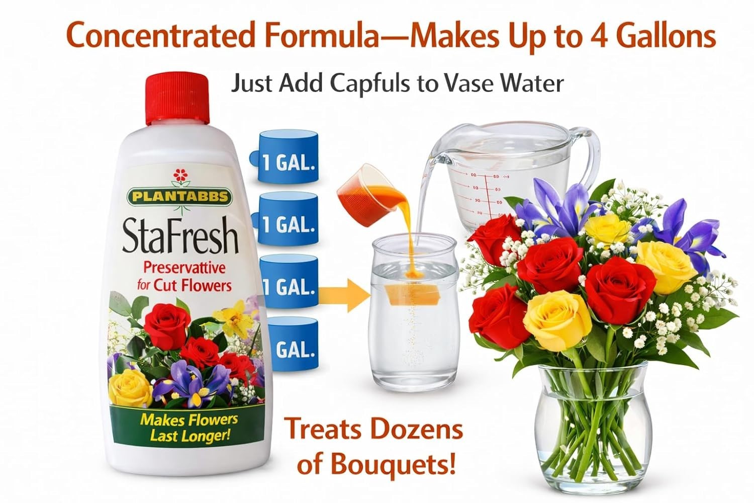 StayFresh Fresh Flower food for Cut Flowers Preserves life Pet Safe 8oz