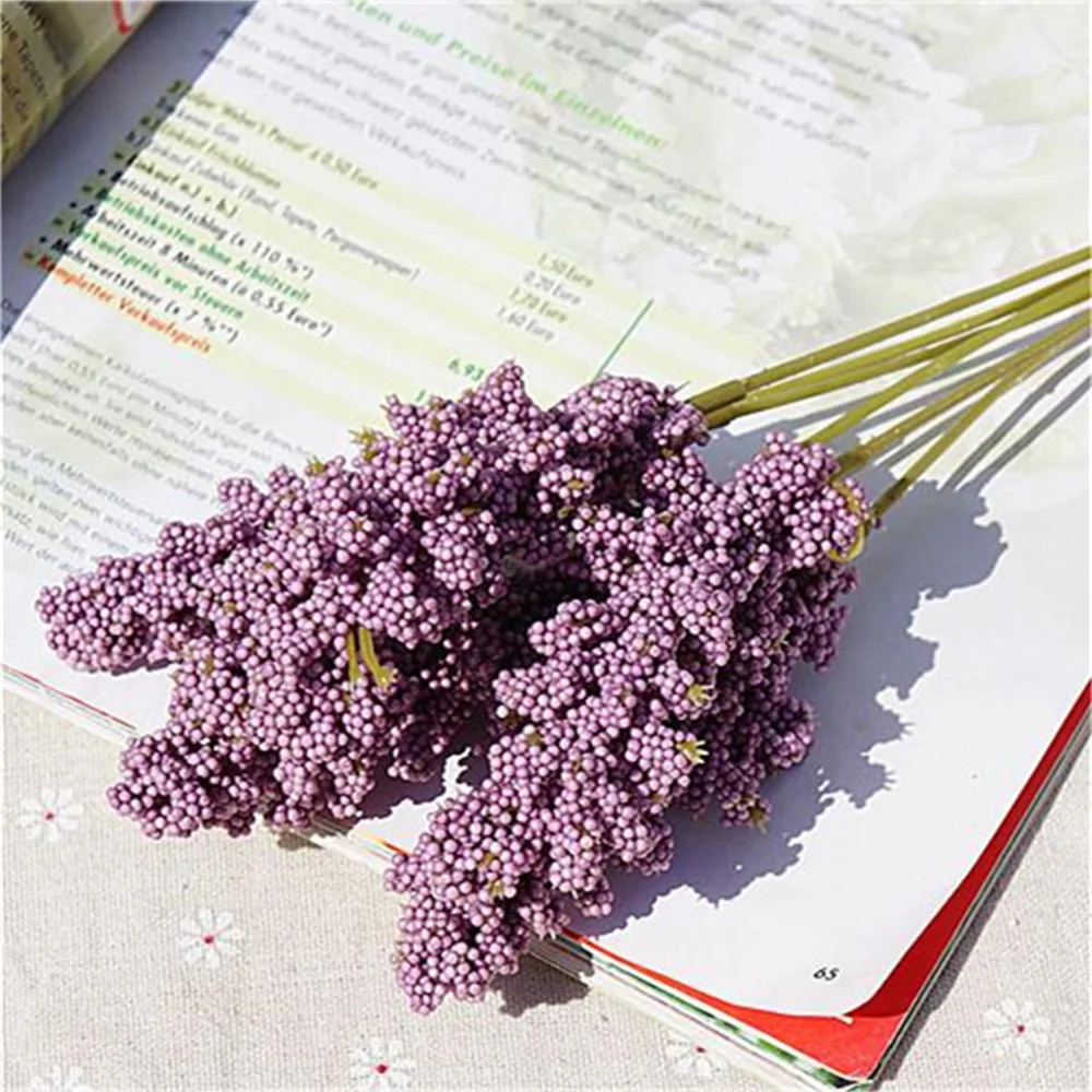 6 Pieces /Bundle PE Lavender Artificial Flower Wall Wholesale Plant Decoration B