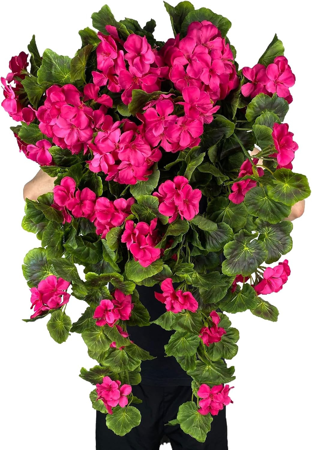 Fuchsia Artificial Geraniums Hanging Bundles – 2 Pack for Home & Garden Decor