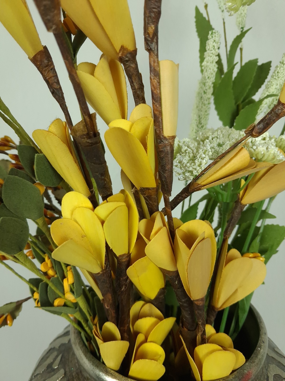 Artificial Mustard Yellow Floral Stem Lot 9 Stems Faux Flowers 12-32″