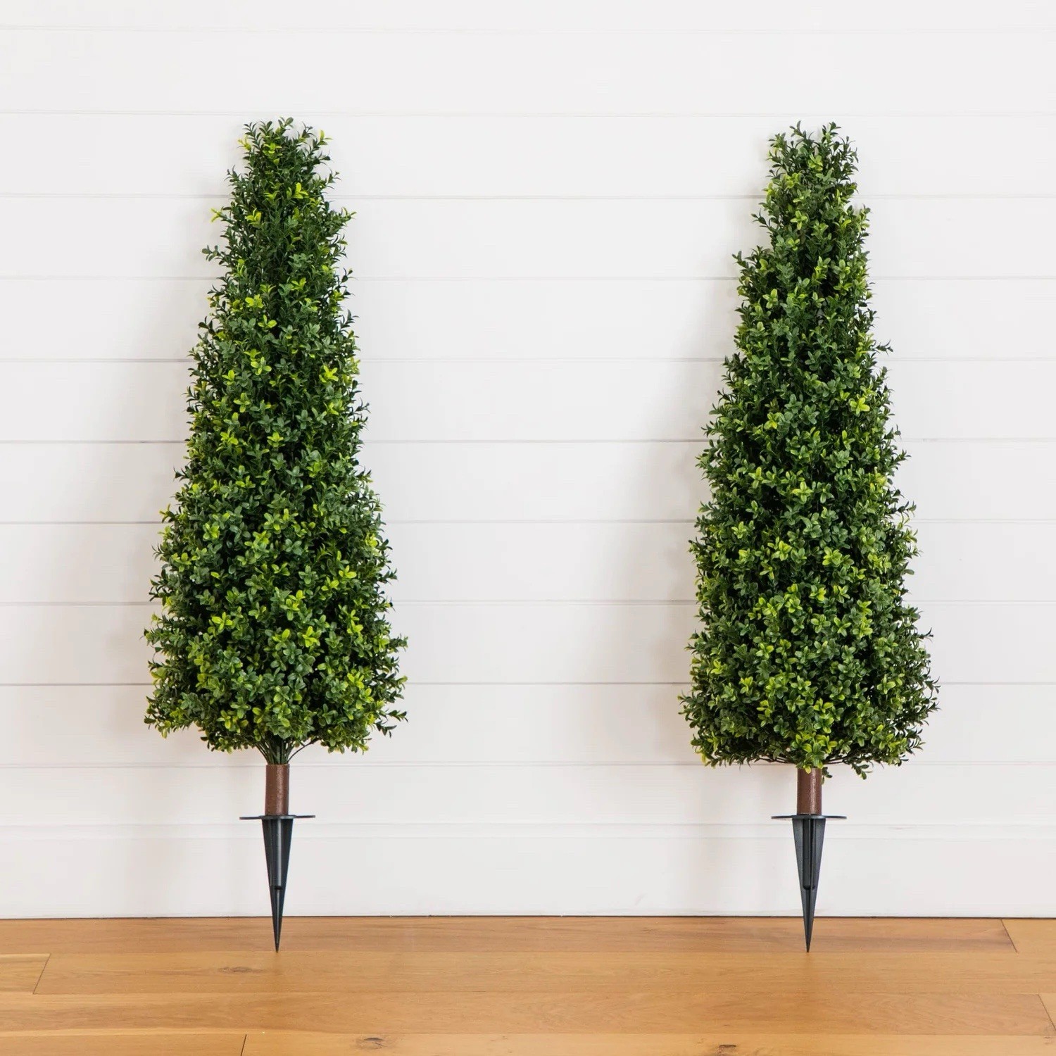 4’ Artificial Boxwood Plant with Integrated Ground Stake UV Resistant Set of 2.