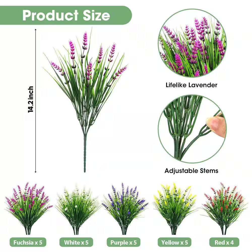 24 Bundles UV Resistant Plastic Plants Faux Monkey Grass, 14.2 In. Multi-Colored
