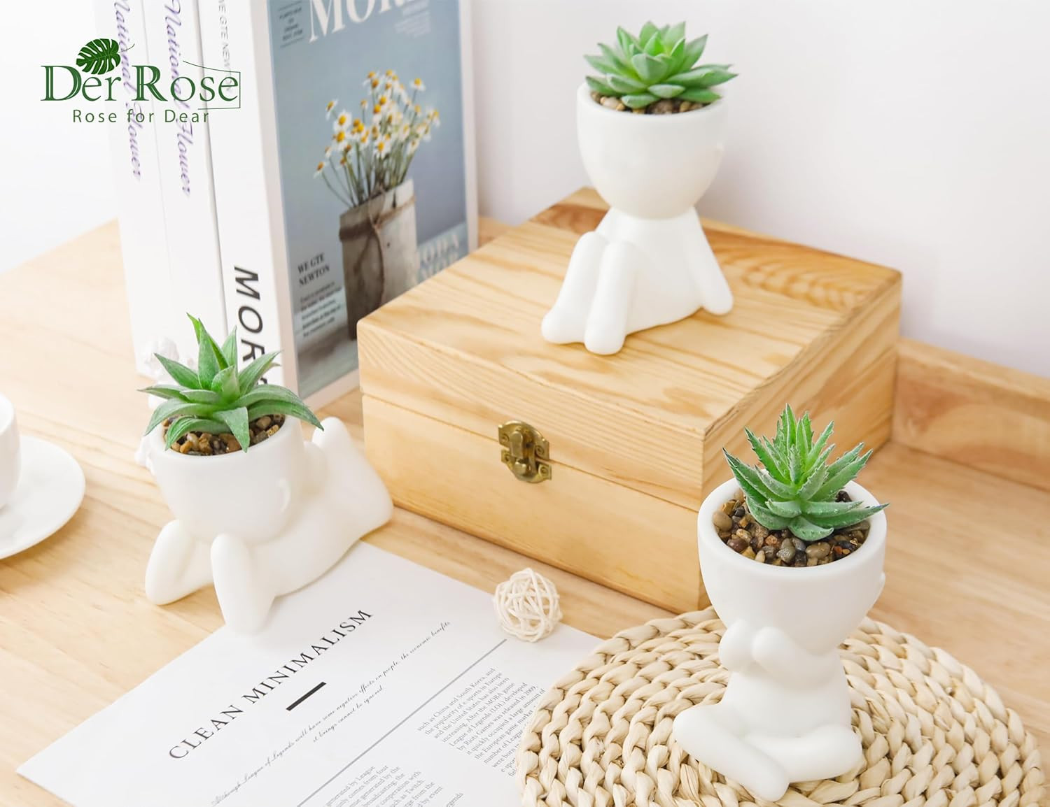 3 Pack Fake Plants Artificial Succulents Plants for Room Bathroom Home Office…