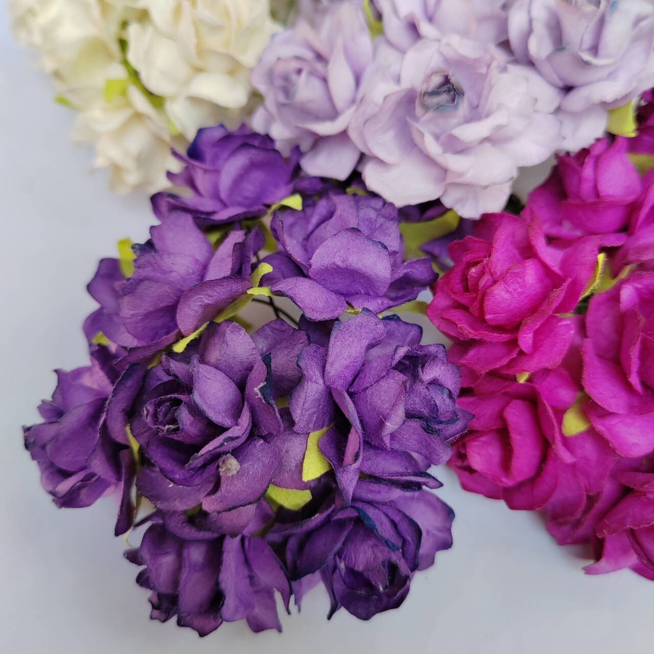 50 Mix Purple Tone Artificial Flowers Rose Flower Paper Flower size 30-35 mm