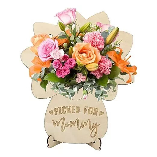 Mother’s Day Hand Flower Holder Wooden Planters,DIY Flower Holder Gifts for Mom