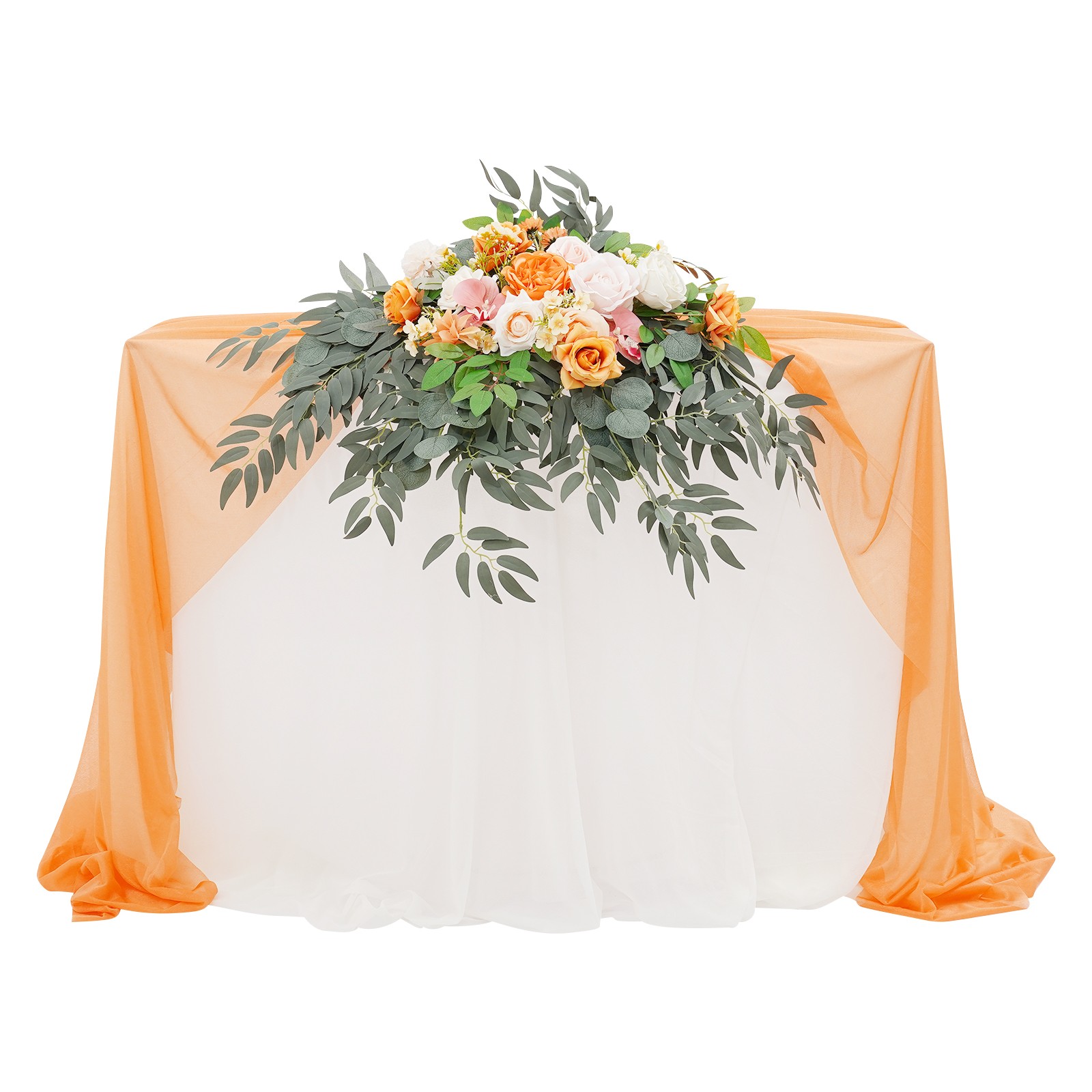 Artificial Flower with Tablecloth, Floral Arrangement for Wedding Table Orange