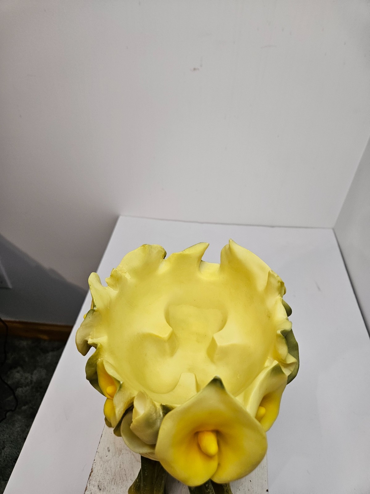resin calla lily, yellow and green, vintage, 1970s retro