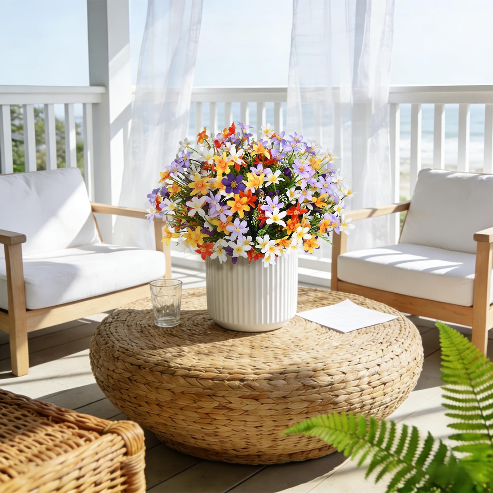 12 Bundles Artificial Spring Summer Flowers Outdoor Decorations Fake Plants, …