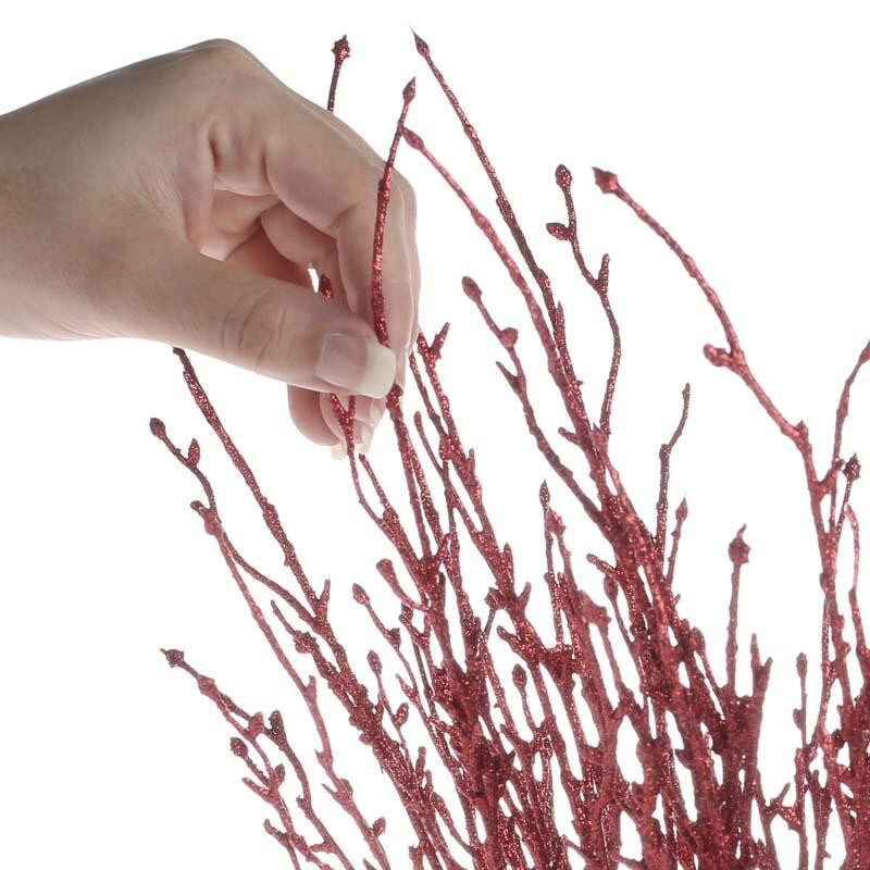 Package of 12 Red Glitter 22″ Decorative Twig Branches
