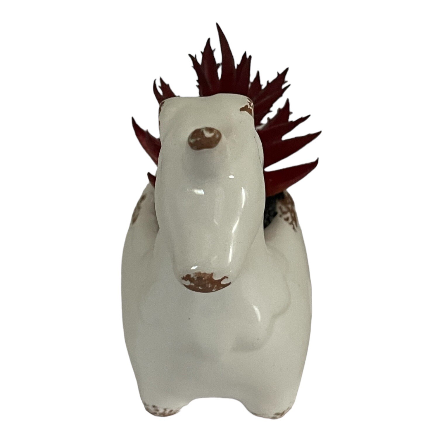 Unicorn Faux Succulent Planter White 4.5″ Home Decor Rustic Farmhouse