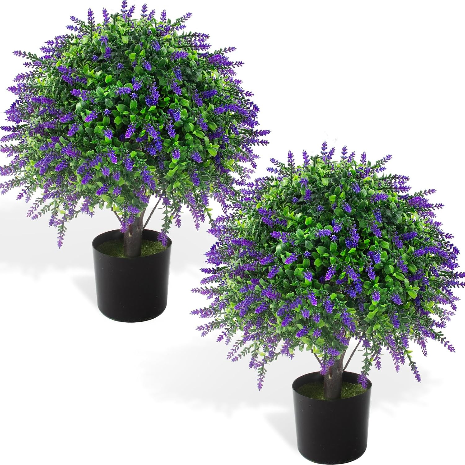 2 Pcs UV Resistant Fake Lavender Topiary Balls for Garden Porch Outdoor Decor