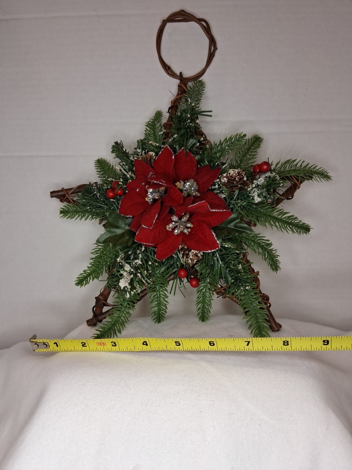 Christmas Floral Wall Decor Bell Star Poinsettia Flower Decorations Holiday