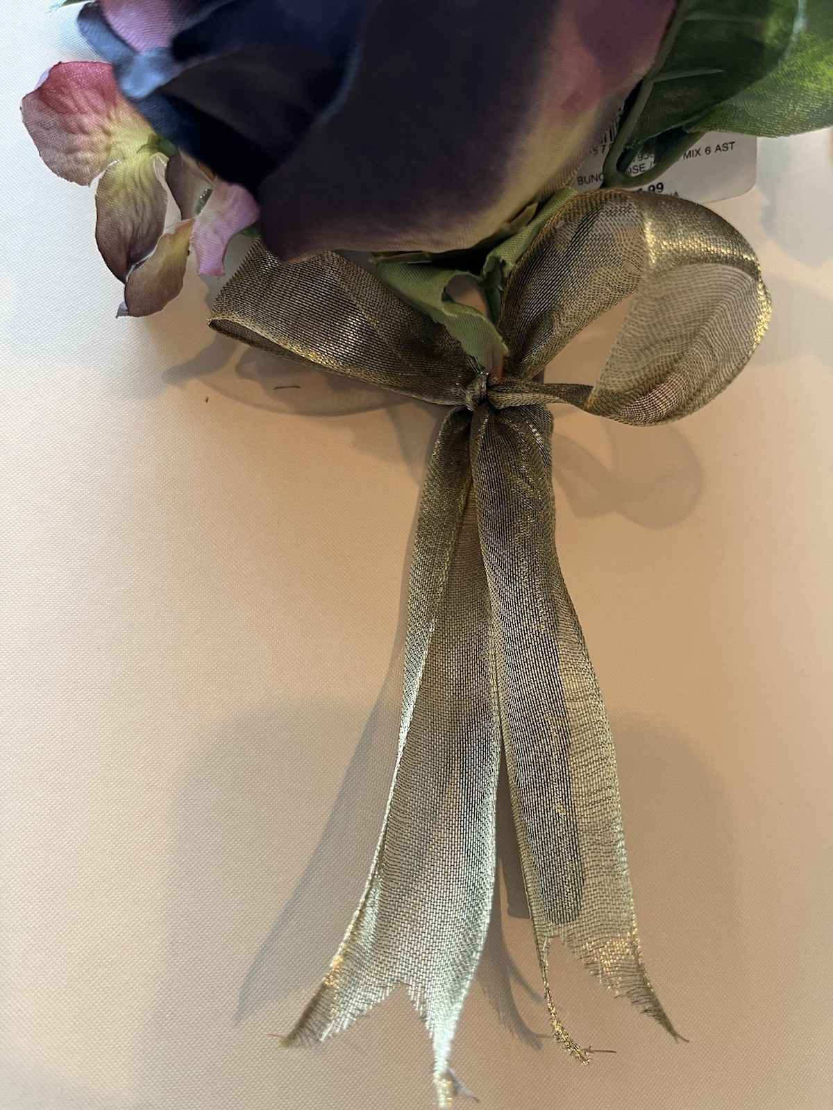 Decorative Flowers Set Of 4 Multicolored Ivory, Eggplant Purple, Deep Pink New