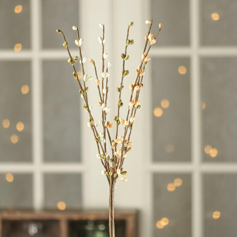 Set of 12 Hand Wrapped White, Peach and Olive Green 12″ Pip Berry Sprays