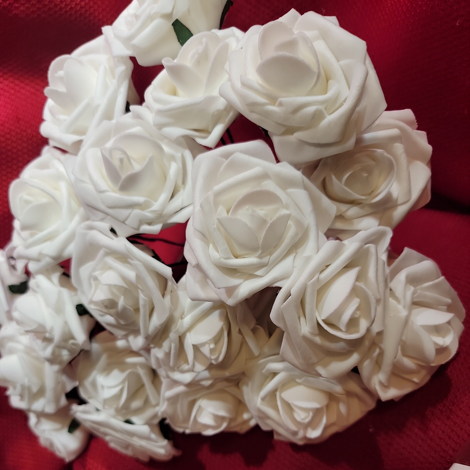 20 white ROSE Flower FAUX FAKE FOAM ARTIFICIAL Wedding Banquet Anniversary Decor