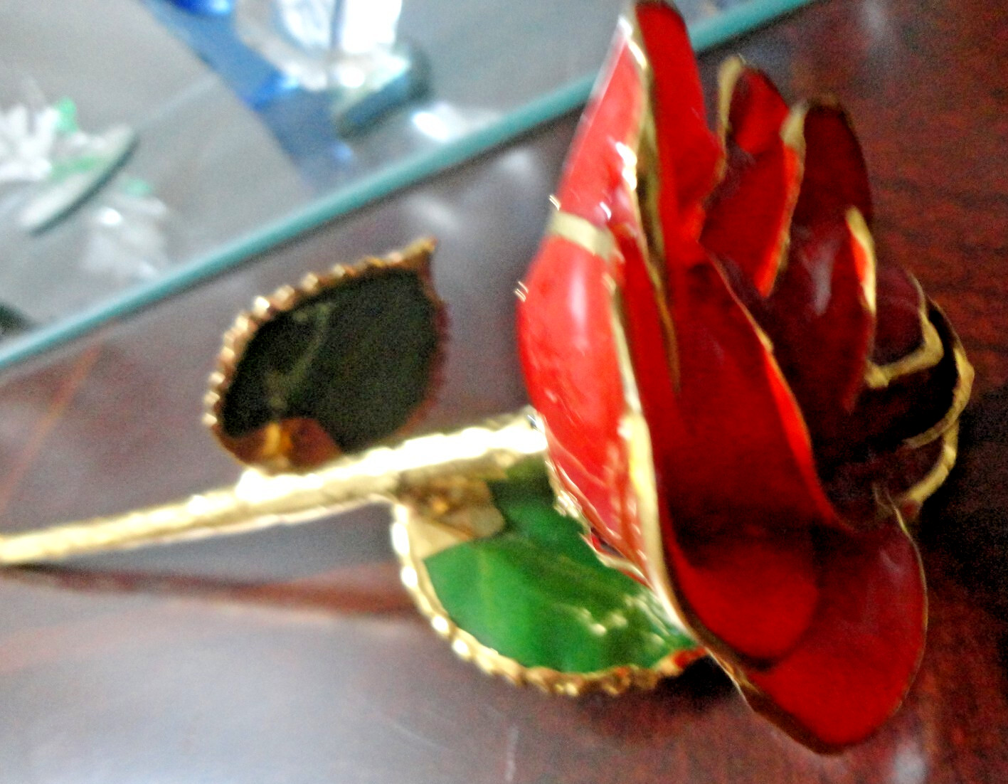 4 GLIDDED REAL ROSE GENUINE HAND DIPPED 24K GOLD LACQUER RED GOLDEN BLUE SILVER