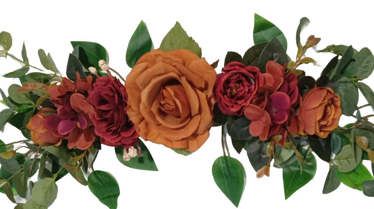Brown Rose & Hydrangea 24″ Wall Door Silk Flower Arrangement Home Decor ES096