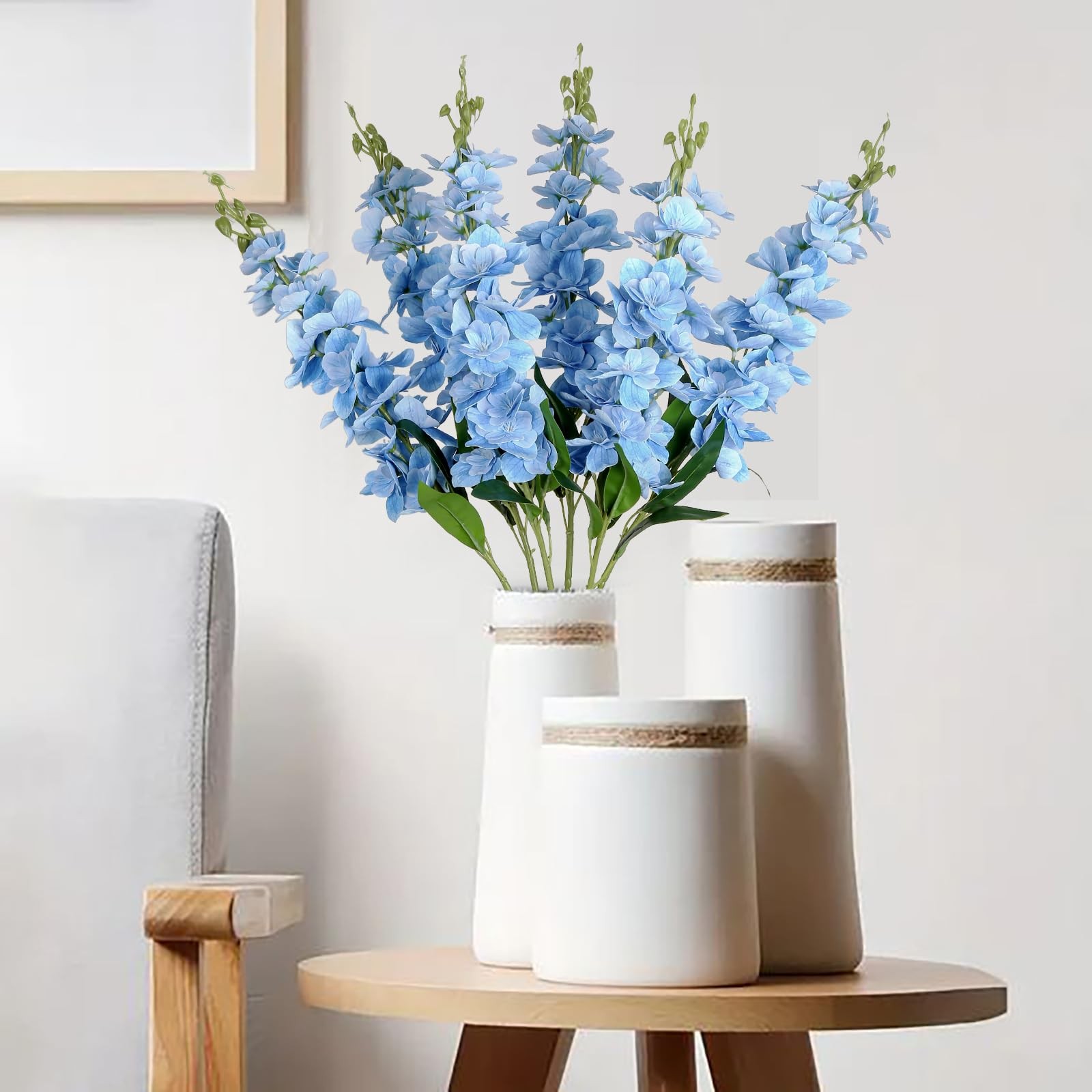 Blue Delphinium Artificial Flowers6PCS Faux Snapdragon Flowers 33″ Silk Larks