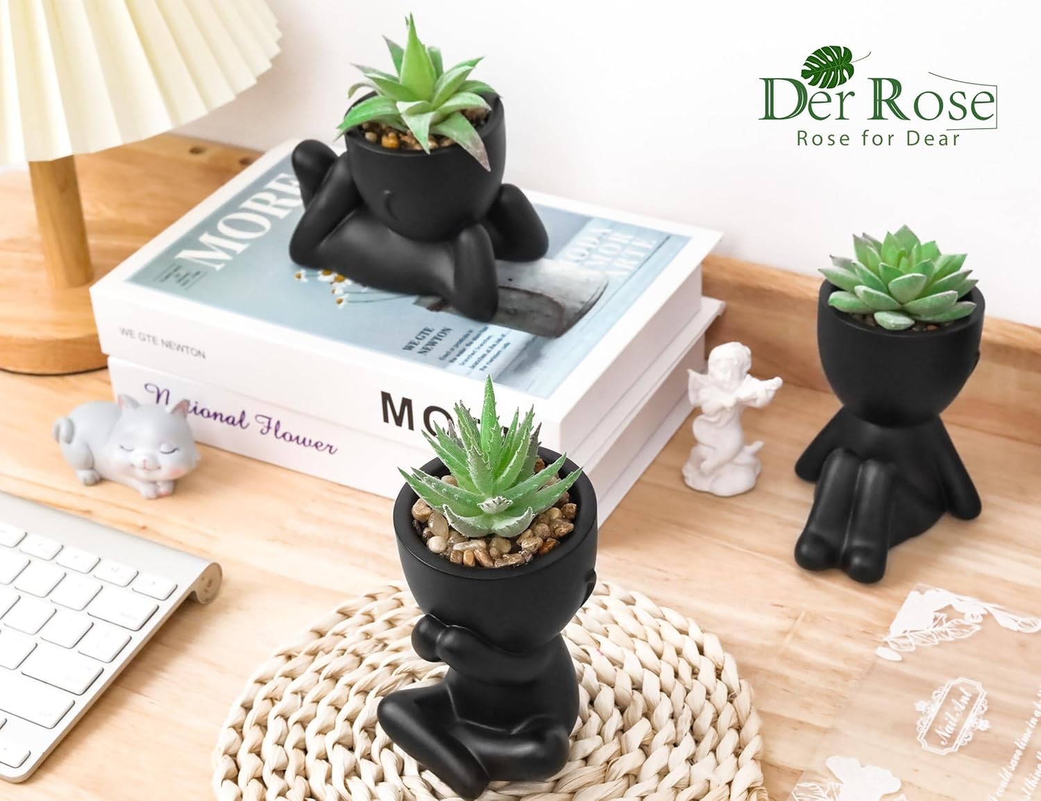 3Pcs Fake Succulents Plants Artificial for Black Bathroom Bedroom Home Living Ro