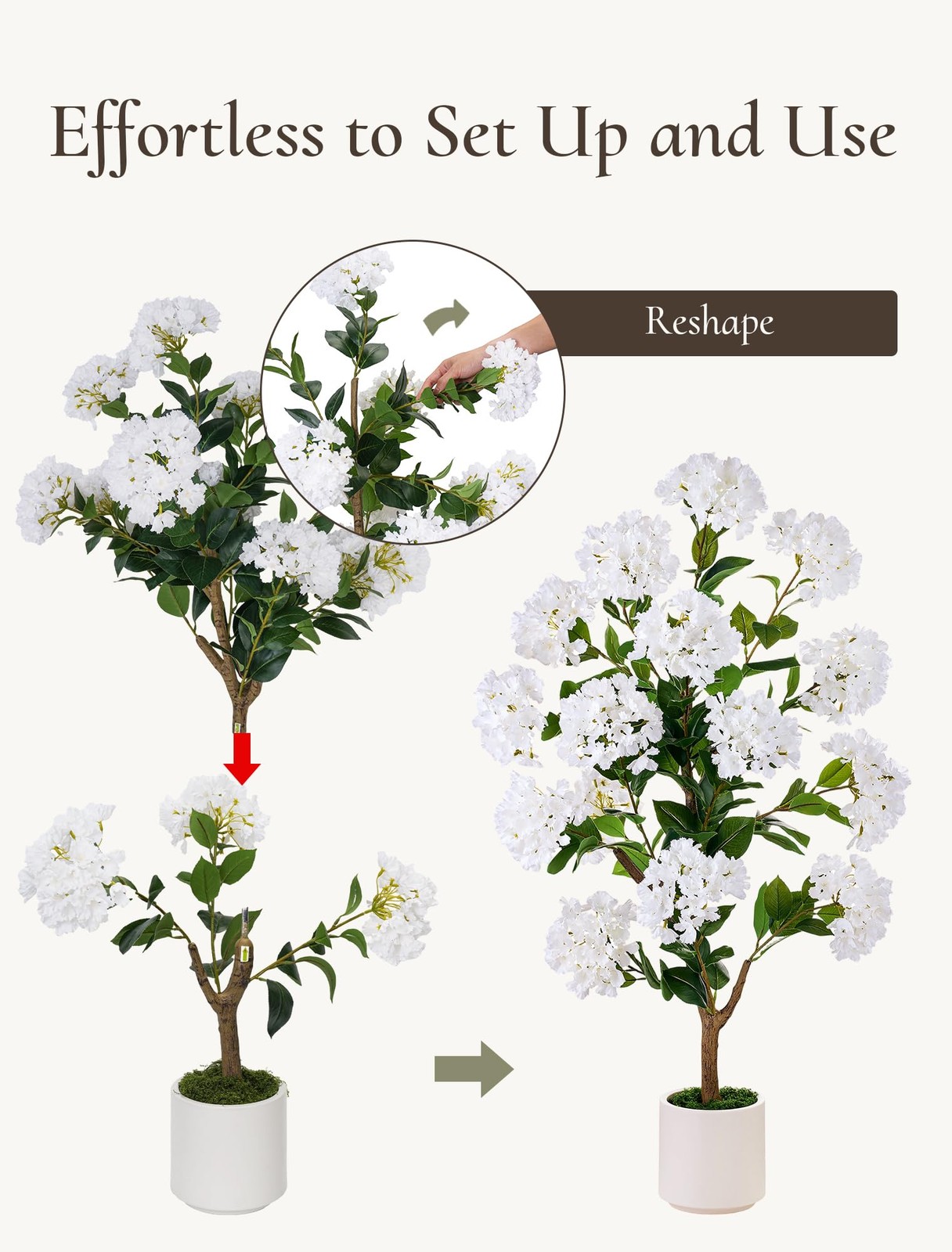 Set of 2 Artificial Crape Myrtle Trees – 3.6Ft Silk Plants for Indoor/Outdoor De
