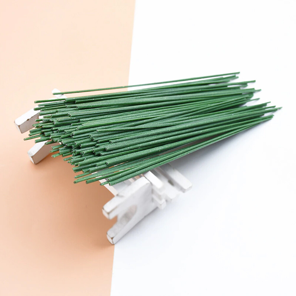100pcs Plastic Floral Stem Artificial Flower Rod Plant Wire Green Florist Wires