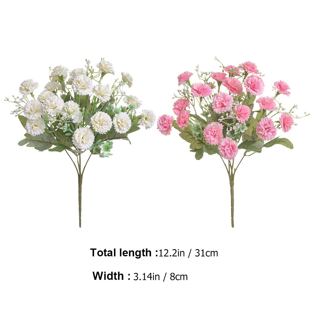 2Pcs Reusable Artificial Carnation Flower Bouquets Assorted Color Decor