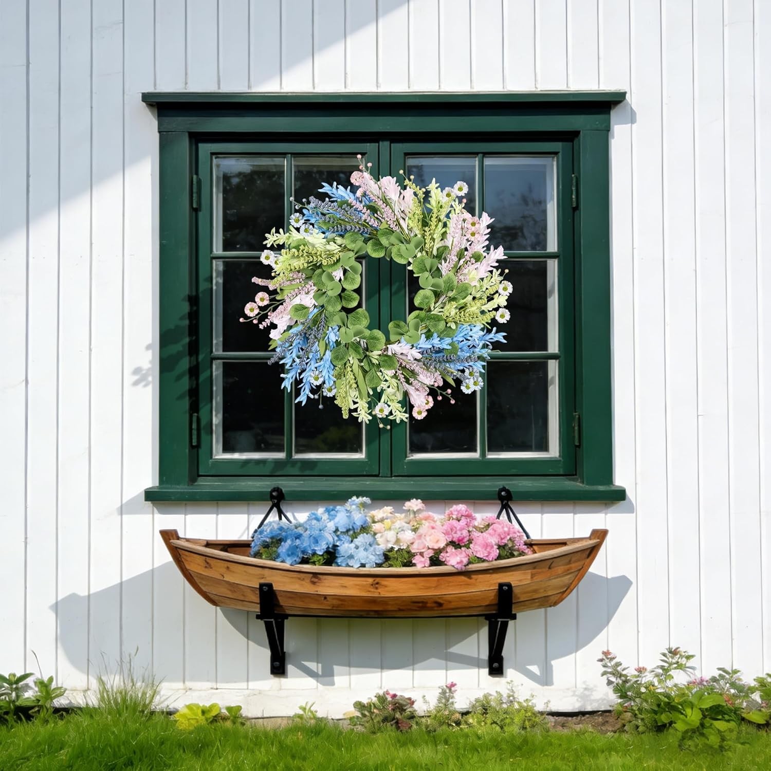26In Macaron Forsythia Wreath All Season Front Door Farmhouse Easter Decor