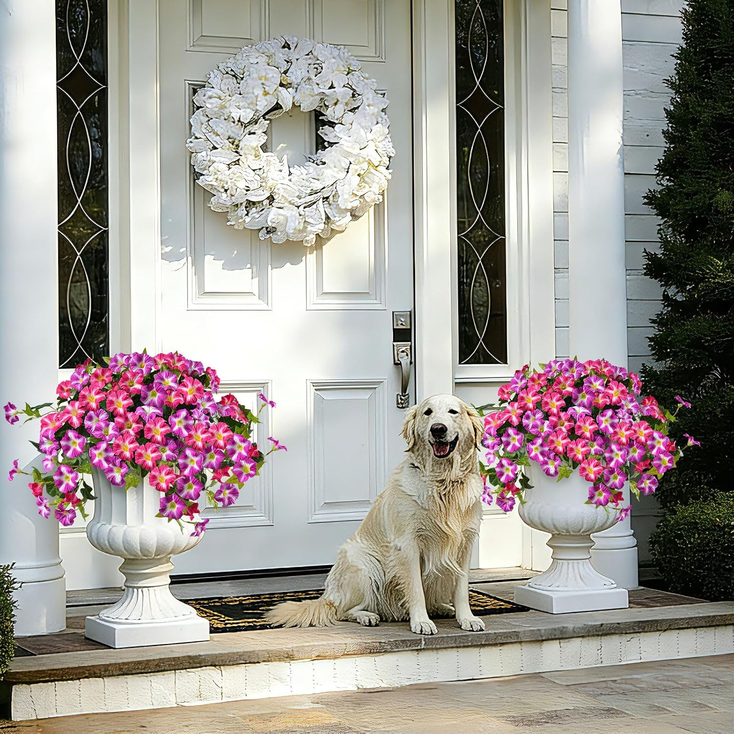 UV Resistant Artificial Petunias – 2 Packs Realistic Silk Flowers for Outdoors