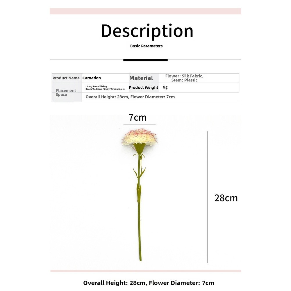 Silk Fabric Carnation Bouquet Artificial Flowers for Interior Design Use